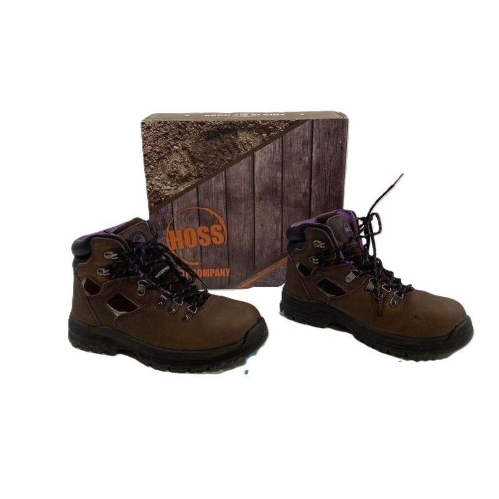 Hoss Lily 6 Inch Brown Steel Toe Waterproof Work Boots Womens 7D Box